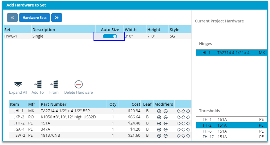 Hardware Set Editor enable Auto Size