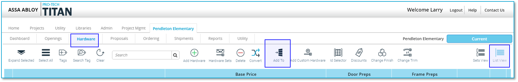 From Hardware Page List View